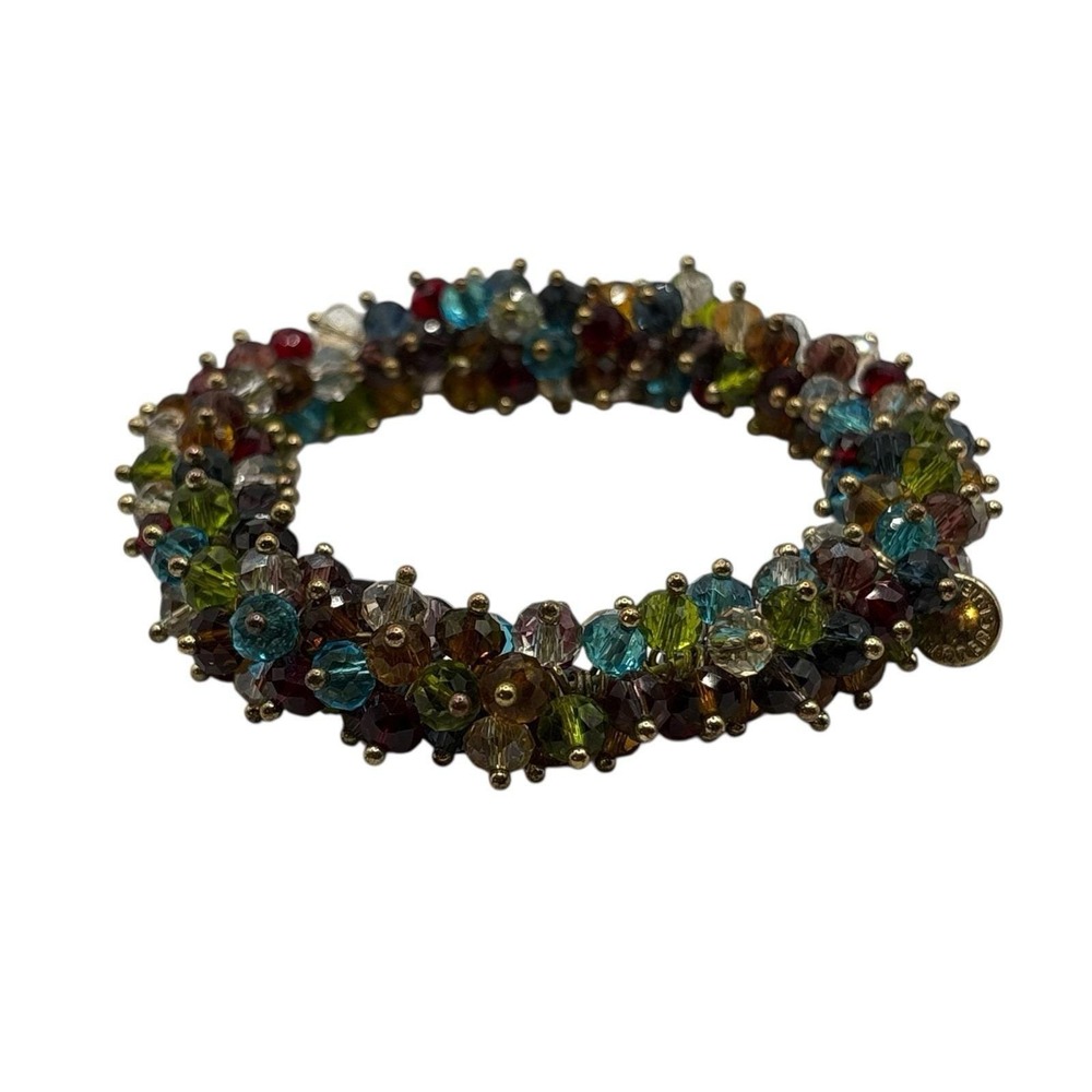 Charter Club Stretch Bracelet Faceted Glass Cha Cha Beads Gold Tone‎ Colorful - Picture 14 of 16